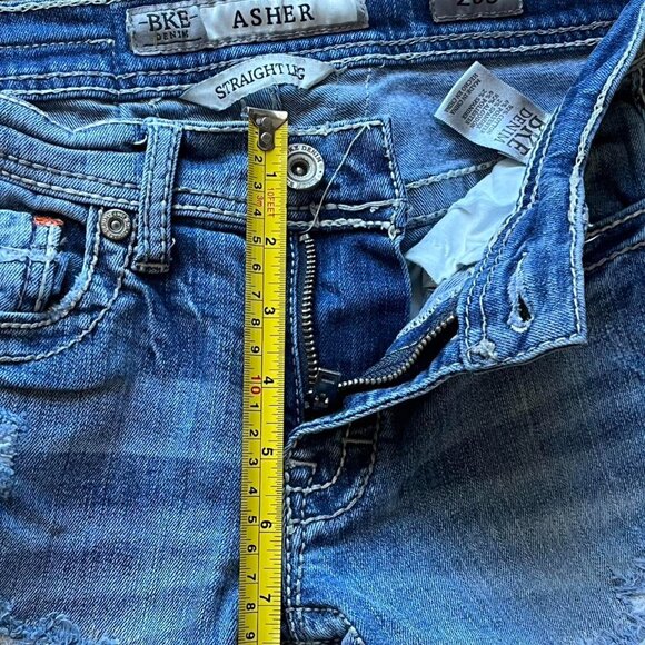 BKE Asher Blue Denim Jeans Size 26 Distressed Y2K Grunge Preppy Straight Leg - Picture 3 of 6